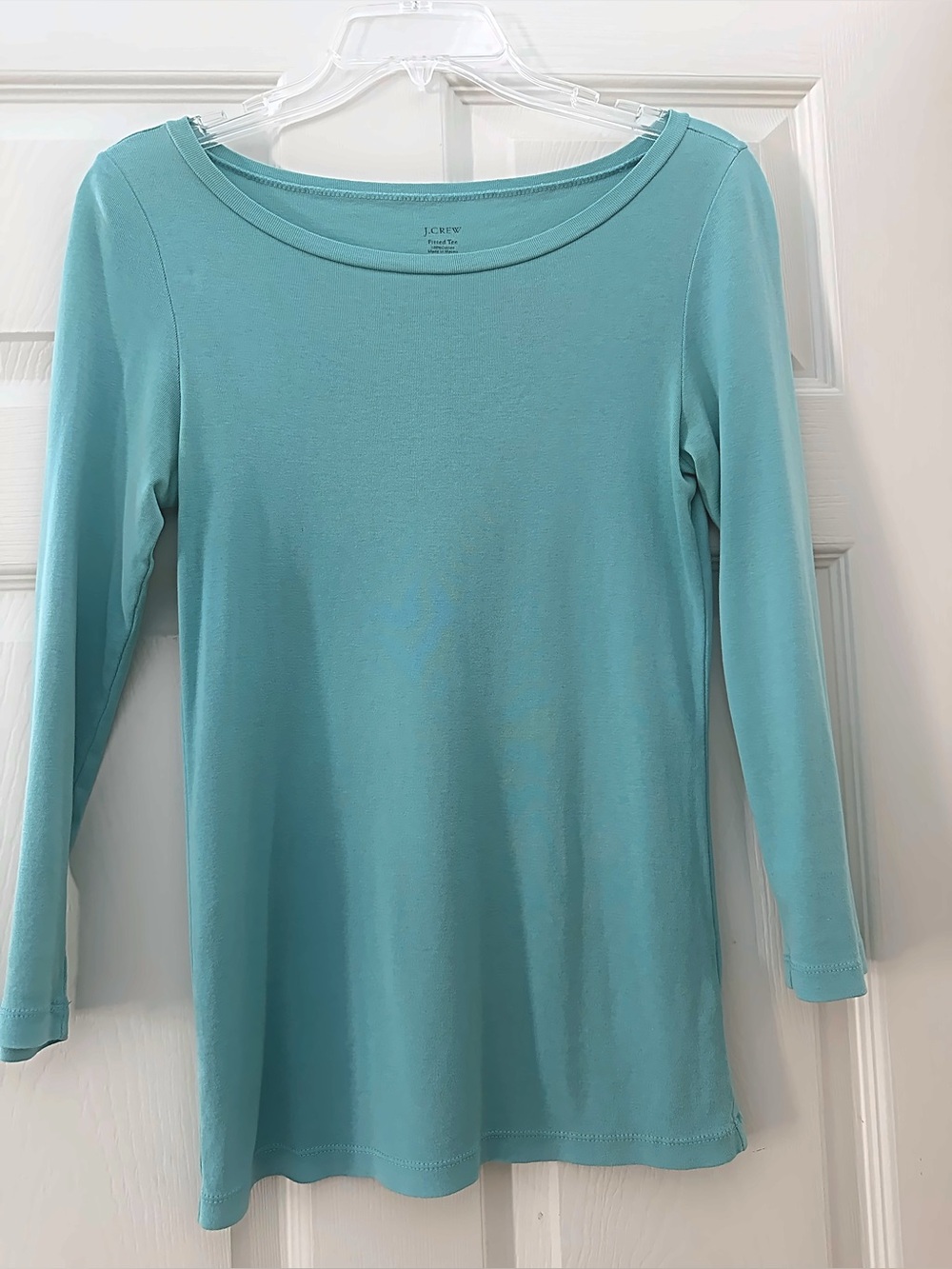 J. Crew Women's Aqua Blue 3/4 Sleeve Boatneck Tee. Size S
